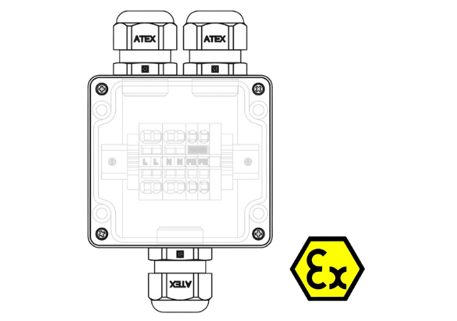 ATEX-Anschlussdose 122 x 120 x 90 mm für z.B. ATEX-Lampen