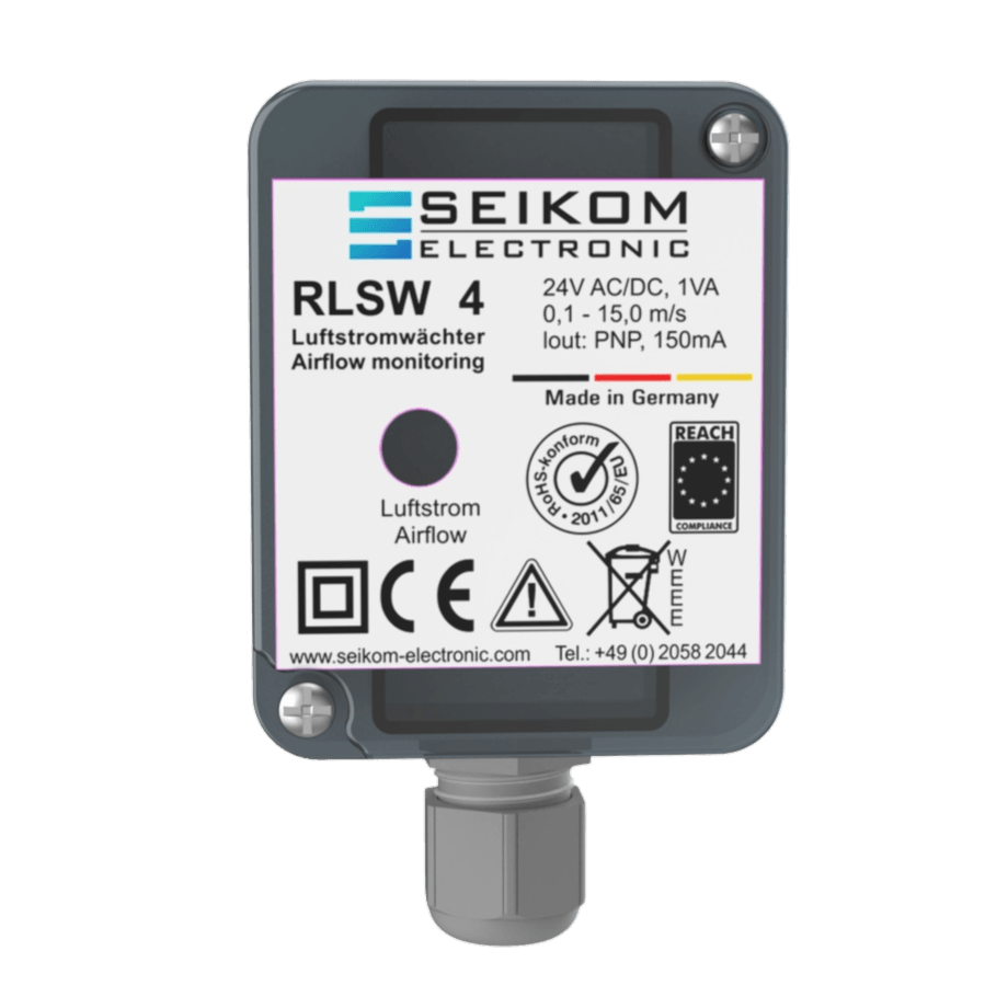 Compact flow monitor RLSW4R with relay output (NO), measuring range gases 0.1 ... 15 m/s