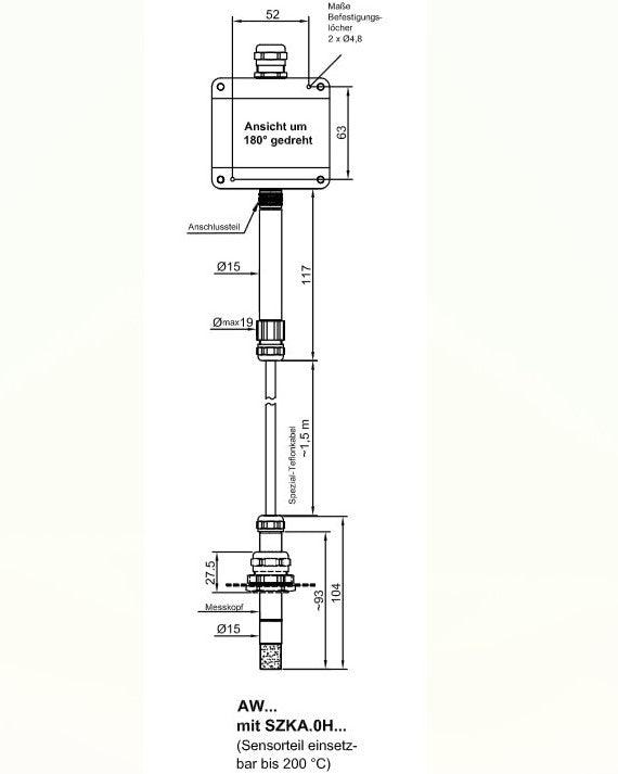 HumiGuard® HT210 - Trasmettitore industriale di umidità e temperatura, versione da canale o da parete, combinabile con sonde a S, sonde intercambiabili, MODBUS