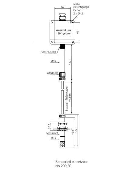 HumiGuard® HT201 - Transmetteur d'humidité et de température, Transmetteur industriel en deux parties, Haute température